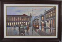 Lote 179 - Quadro com pintura a óleo sobre tela de J. Oliveira, assinado - ORIGINAL - motivo "Lisboa, Terreiro do Paço", com 60x100 cm (artista premiado, com diversas exposições realizadas em Portugal e no estrangeiro. Obra emoldurada de grande qualidade,