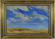 Lote 614 - Quadro com pintura a óleo sobre tela de Manuel da Silva (1932), assinado e datado de 1979 - ORIGINAL - motivo "Paisagem - Planície/Céu", com 40x59 cm