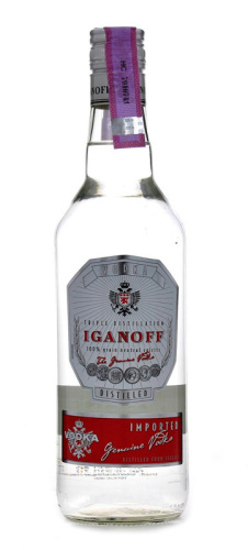 Lote 1094 - IGANOFF – Garrafa de Vodka, Iganoff, Triple Distillation, 100% grain neutral spirits, Espanha, (700ml - 37,5%vol).