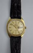 Lote 1760003 - Relógio de pulso de Homem, marca Omega, modelo Constellation - Automático, caixa em aço e ouro, ponteiro de segundos, calendário, bracelete em pele genuína preta, antigo, usado, a funcionar