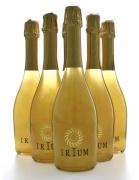 Lote 1293 - IRIUM GOLD – Seia Garrafas de Vinho Espumante, Gold, Duo Campany, (750ml – 9%vol.). Nota: Conjunto de garrafas com P.V.P de € 76,74 . Irium faz parte da gama de "vinhos espumantes," produto liofilizado baseada em frutas. Sua textura muito fina e borbulhante, faz um produto que pode ser servido como aperitivo no jantar e para qualquer outra ocasião ... Através de suas três variações, IRIUM OURO, IRIUM PLATINA e IRIUM OURO ROSA, esta bebida é definida por GLAMOUR, o LUXE e delicioso sa