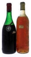 Lote 1325 - CONJUNTO DE VINHOS – 2 Garrafas de Vinho, composto por garrafa de Vinho Branco, Real Vinícola, sem rótulo, (750ml aprox). Garrafa de Vinho Tinto, Conde de Santar, Dão, Carvalho Ribeiro Ferreira, sem rótulo e definida por analogia, (750ml aprox