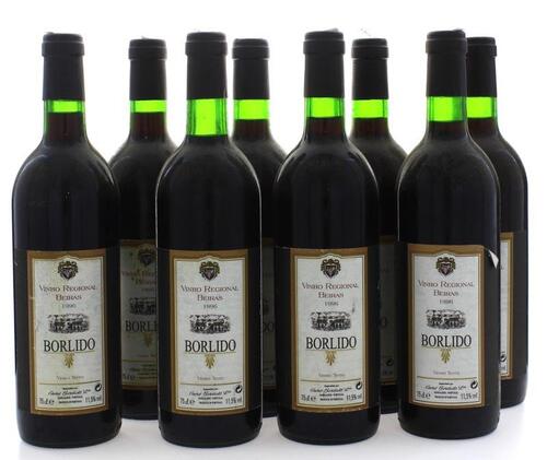 Lote 1767 - CAVES BORLIDO – 8 Garrafas de Vinho Tinto, Borlido, Colheita 1996, Vinho Regional Beiras, Caves Borlido, (750ml-11,5%Vol)