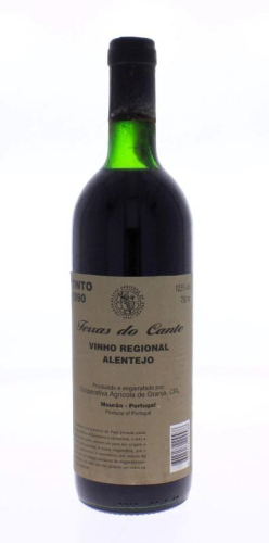 Lote 1782 - TERRAS DO CANTO - Garrafa de Vinho Tinto, Terras do Canto, Colheita 1990, Vinho Regional Alentejo, Cooperativa Agrícola de Granja, Mourão, (750ml – 12,5%vol)