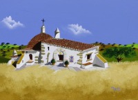 Lote 6030 - PEDRO BUISEL – Original – Pintura a óleo sobre tela, assinada, motivo “Além-Tejo ... Paisagem com Casario”, com 50x70 cm. Obra deste autor foi vendida por € 2.760 na Oportunity Leilões. Nota: Este trabalho é executado através da decomposição t