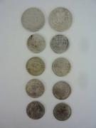 Lote 1820235 - Lote de 10 moedas Portuguesas, 2 moedas de 5$00 caravela de 1934 e 1948, 8 moedas de 2$50 caravela de 1942, 1945, 1944, 1943, 1946 e 1951, BC 