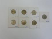 Lote 1820320 - Lote de 7 moedas de 50 Centavos de Alpaca, Republica Portuguesa, datadas de 1952, MBC