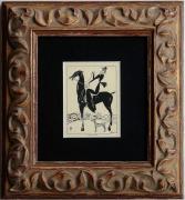 Lote 1870253 - Amadeo de Souza Cardoso (1889-1918), xilogravura s/papel, título "L'amazone noire", assinado com o belíssimo monograma do artista, cerca 1912, com 12x9cm. Dimensão da moldura 32,5x30cm.