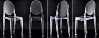 Lote 6046 - GHOST CHAIR VICTORIA - Conjunto de 4 Cadeiras ao estilo Luís XV Victoria Ghost Chair Kartel, design de Phillippe Stark, reproduções em policarbonato transparente. Dim: 90x38x40 cm. Cadeiras originais têm um pvp de conjunto de € 1.329. Consult