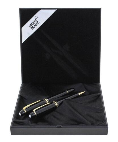 Lote 6083 - MONTBLANC, CONJUNTO DE ESCRITA - Conjunto de caneta e esferográfica Meisterstuck Le Grand Fountain Pen e Le Grand Ballpoint pen. Conjunto similar à venda por € 1.000. Em estado novo e inseridos dentro de caixa original com documentos. Caneta c