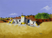 Lote 6086 - PEDRO BUISEL – Original - Pintura a óleo sobre tela, assinada, motivo “Além-Tejo... Monte Alentejano”, com 54x73 cm. Obra deste autor foi vendida por € 2.760 na Oportunity Leilões. Nota: Pedro Buisel é sem dúvida um dos melhores pintores da ac