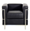 Lote 6113 - SOFÁ “LC2” - Design de Le Corbusier, Pierre Jeanneret e Charlotte Perriand. Reprodução em pele preta com estrutura em metal cromado. Sofá original tem um pvp de € 5595. Nota: Consultar http://www.einrichten-design.de/de/lc2-sessel-gestell-chro - 2