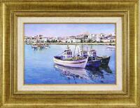 Lote 6122 - MOTA URGEIRO - Original - Pintura a óleo sobre tela, assinada, título "Barcos em Lagos”, com 40x60 cm (moldura dourada com 70x90 cm). Óleo deste autor foi vendido por € 3.400 numa leiloeira em Lisboa. Nota: Mota Urgeiro é considerado o expoent