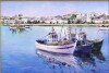 Lote 6122 - MOTA URGEIRO - Original - Pintura a óleo sobre tela, assinada, título "Barcos em Lagos”, com 40x60 cm (moldura dourada com 70x90 cm). Óleo deste autor foi vendido por € 3.400 numa leiloeira em Lisboa. Nota: Mota Urgeiro é considerado o expoent - 3