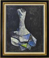 Lote 6136 - JUSTINO ALVES (1940-2015) – Original – Pintura a óleo sobre tela, assinada, datada de 2006, título "Forma - Figura" com 100x81cm (moldura com 122x103 cm). Obra de técnica semelhante foi vendida por € 7.500 numa leiloeira em Lisboa. Nota: Justi