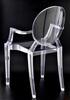 Lote 6188 - GHOST CHAIR LOUIS - Conjunto de 4 Cadeiras de braços ao estilo Luís XV Louis Ghost Chair Kartel, design de Phillippe Stark, reproduções em policarbonato transparente. Cadeiras originais têm um pvp de conjunto de € 1.627. Dim: 92x52x42 cm. Cons - 4