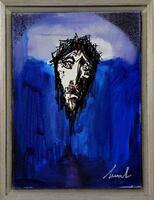 Lote 6289 - ARTUR BUAL (1926-1999) - Original - Pintura a óleo sobre tela, assinada, motivo "Cristo", com 33x24 cm (moldura com 37x28 cm). Obra deste autor de técnica semelhante foi vendida por € 18.000 numa leiloeira em Lisboa. Nota: Artur Bual foi consi