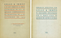 Lote 1098 - CONJUNTO DE LIVROS - Conjunto composto por 2 livros da editora: Artes Gráficas, 1970. "Embargos deduzidos por Lello & Irmão às execuções instauradas porv D. Maria D'Eça de Queiroz de Castro e outros" e "Lello & Irmão e os seus direitos às obra