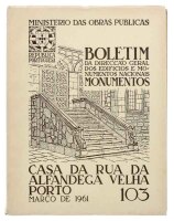 Lote 1238 - LIVRO "CASA DA RUA DA ALFÂNDEGA VELHA PORTO" - Boletim da Direcção Geral dos Edifícios e Monumentos Nacionais. N.º 103. Editora: Ministério das Obras Públicas, 1961. Dim: 25x20,5 cm. Livro de capa de brochura. Nota: por abrir. Exemplar ilustra