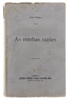 Lote 1535 - LIVRO "AS MINHAS RAZÕES" - Por João Chagas. 1ª e única edição. Editora: Livraria Central de Gomes de Carvalho, 1906. Dim: 19x12 cm. Livro de capa de brochura. Nota: sinais de manuseamento conforme fotos