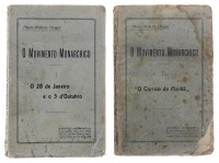 Lote 1556 - LIVROS "O MOVIMENTO MONARCHICO" - 2 vols. Por Álvaro Pinheiro Chagas. Volume I. O 28 de Janeiro e o 5 d'Outubro; Volume II. "O Correio da Manhã". Editora: Editores: Leitão & Cª, 1913-1914. Dim: 19x12 cm. Livros de capa de brochura. Nota: sinai