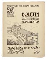 Lote 1709 - LIVRO "MOSTEIRO DE LORVÃO PENACOVA" - Boletim da Direcção Geral dos Edifícios e Monumentos Nacionais. N.º 99. Editora: Ministério das Obras Públicas, 1960. Dim: 25x20,5 cm. Livro de capa de brochura. Nota: por abrir. Exemplar ilustrado com pla