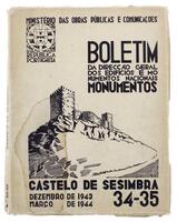 Lote 1761 - LIVRO "CASTELO DE SESIMBRA" - Boletim da Direcção Geral dos Edifícios e Monumentos Nacionais. N.º 34 A 35. Editora: Ministério das Obras Públicas, 1943-44. Dim: 25x20,5 cm. Livro de capa de brochura. Nota: exemplar ilustrado com plantas desdob