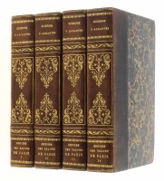 Lote 1787 - LIVROS "HISTOIRE DES SALONS DE PARIS" - Por Duchesse d' Abrantès. 4 Volumes de Séc. XIX. Dim: 18,5x12 cm. Fabulosas encadernações em meia inglesa de carneira com nervuras e ferros dourados na lombada. Nota: Livros em bom estado de conservação.