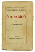 Lote 1873 - LIVRO "O 14 DE MAIO POR UM CONTEMPORANEO" - Editora: Typographia Luzitania, 1915. Dim: 19x12 cm. Livro de capa de brochura. Nota: sinais de manuseamento conforme fotos