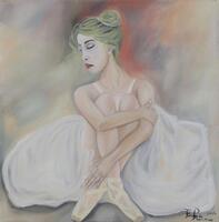 Lote 164 - FERNANDA ROMANO (n.1961) - Original - Pintura a óleo sobre tela, assinada, datada de 2016, título "Bailarina”, com 40x40 cm