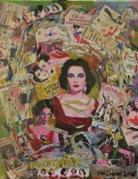 Lote 359 - OLD CRAVO (n.1969) - Original - Pintura de técnica mista sobre tela, assinada, datada de 2016, título "Elizabeth Taylor - Movie Series II", com 50,5x40 cm