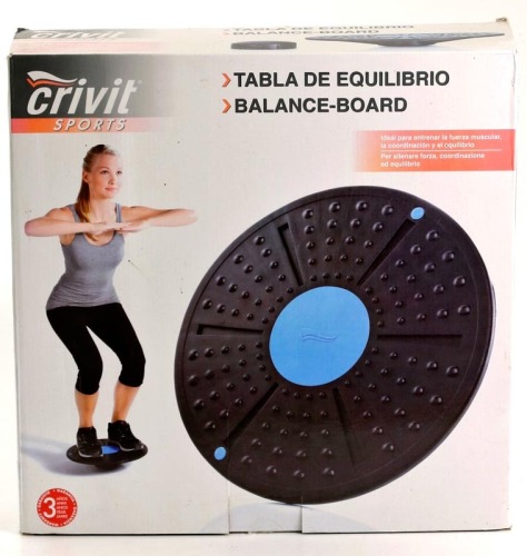 Lote 360 - “CRIVIT SPORTS, BALANCE BOARD” - Plataforma de equilíbrio, para treinar a força, coordenação e equilíbrio. Com manual de instruções. Dim: 40 cm de diâmetro e 9 cm de altura. Nota: na embalagem de origem