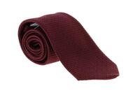 Lote 397 - TURNBULL & ASSER, GRAVATA - Clássica Turnbull & Asser “Burgundy Grenadine Silk Tie”. Em seda. Com um pvp de € 135. Largura da gravata: 9.5 cm; cor base: vinho; país de origem: Inglaterra; padrão: lisa; tecido: grenadine. Nota: como nova na caix