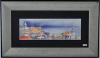 Lote 637 - Quadro com aguarela sobre papel de António Neves (n. 1963) - ORIGINAL - assinado, motivo "Vista de Lisboa", com 13x38cm (moldura com 35x59,5 cm). Nota: António Neves é considerado um dos melhores aguarelistas portugueses da era contemporânea