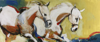 Lote 5626 - ANTÓNIO GOULLART - Original - Pintura a óleo sobre tela, assinada, datada de 2016, motivo “Cavalos”, com 60x140 cm. Obra deste autor foi vendida por € 410 na Oportunity Leilões. Nota: as obras de Goullart denotam influências modernistas, embor