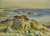 Lote 1 - ABEL CARDOSO (1877-1964) - Original - Pintura a óleo sobre madeira, assinada, datada de 1940, título "O Mar de Viana", com 28x38 cm (moldura de madeira dourada com 47x57 cm, com pequenas falhas). Óleo deste pintor foi vendido por € 3.800 numa lei - 3