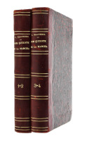 Lote 84 - LIVRO "DOM QUIXOTE DE LA MANCHA" - 4 tomos em 2 vols. Obra completa. Por Miguel de Cervantes Saavedra, Editora: Editor Livraria Ferreira & Oliveira Lt.ª, 1907 Lisboa. 4 tomos em 2 vols. Dim: 19x13 cm. Encadernações cartonadas do editor meia pele