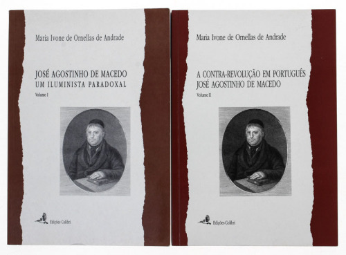 Lote 142 - LIVROS "JOSÉ AGOSTINHO DE MACEDO UM ILUMINISTA PARADOXAL" - 2 vols. Por Maria Ivone de Ornellas de Andrade. Editora: Lisboa, Colibri, 2001. Dim: 21x13,5 cm. Encadernações de capas de brochura. Nota: capas e lombadas cansadas