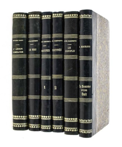 Lote 284 - LIVROS CONJUNTO DIVERSO - Composto por 6 livros em língua francesa com tais como: "La Femme d'nuit", Alfred Machard, Paris, Ernest Flammarion, 1929. "L'Amour commande", Georges Ohnet, Paris, Librairie Paul Ollendorff, 1914. "Prostituée", Victo