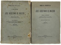 Lote 377 - LIVROS "MEMORIAS PARA A VIDA INTIMA DE JOSÉ AGOSTINHO DE MACEDO" - 2 vols. Por Innocencio Francisco da Silva; Obra posthuma organisada sobre tres redacções manuscriptas de 1848, 1854 e 1863, e ampliada em quanto a Documentos e Bibliographia por