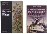 Lote 519 - LIVROS, CONJUNTO - 2 vols. 1 - "A Marinha de Guerra Portuguesa e a Maçonaria", António Ventura, Lisboa, Vega, 2013. 2 - "Uma História da Maçonaria em Portugal 1727-1986", António Ventura, Lisboa, Círculo de Leitores, 2013. Dim: 25,5x17,5 cm. En