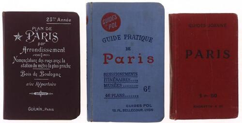 Lote 792 - LIVROS, CONJUNTO - 3 vols. 1 - "Guides Joanne Paris-Diamant", P.Joanne, Paris, Librairie Hachette, 1904. 2 - "Plan de Paris par arrondissement. Nomenclature des rues avec la station du métro la plus proche", Paris, Guilmin, 23me Année [s.d.]. 3