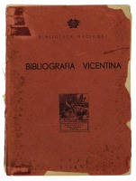 Lote 886 - LIVRO "BIBLIOGRAFIA VICENTINA" - Lisboa, Biblioteca Nacional, 1942. Dim: 22,5x16,5 cm. Encadernação de capa de brochura. Nota: falhas e defeitos, lombada descosida, rasgos