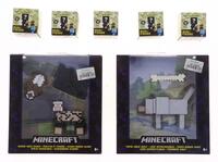 Lote 489 - MINECRAFT, CONJUNTO - Compsoto por 5 embalagens com uma minifiguras cada e 2 embalagens com figura de ovelha e lobo. Dim: 21x19x5 cm (embalagem). Nota: nas caixas de origem