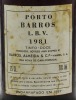 Lote 2872 - PORTO BARROS LBV 1981 - Garrafa de Vinho do Porto, Tinto Doce, Engarrafado em 1987, (750ml - 20%vol). Nota: garrafa idêntica à venda por € 59. Consultar valor indicativo em https://www.garrafeiranacional.com/1981-barros-lbv-porto.html - 4