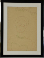 Lote 5001 - PALOMA PICASSO (N.1949) - Original - Desenho a lápis de cor sobre papel, assinado, datado de 1972, título "Décolté", com 55x37 cm (moldura com 72,5x55 cm, papel com enfolamentos). Desenho desta artista foi vendido por € 480 na leiloeira Farset