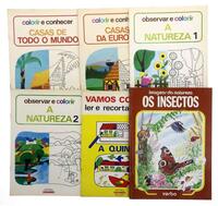 Lote 3144 - CONJUNTO DE 6 LIVROS INFANTIS ANTIGOS - "Os Insectos" da Verbo editora; "5 livros de colorir - Natureza 1 e 2, Casas do Mundo, Casas da Europa e a Quinta" Dim: 33x24 cm. Difusão Verbo dos anos 70. Nota: sinais de manuseamento