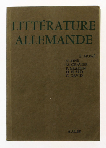 Lote 3833 - LIVRO “HISTOIRE DE LA LITTÉRATURE ALLEMANDE” - Língua francesa. Dir. Fernad Mossé. Editora: Aubier Éditions Montaigne 1959. Encadernação de capa de brochura. Dim: 20x14 cm. Nota: exemplar estimado