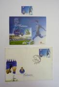 Lote 107 - Lote de 3 selos e envelope 1º dia de Circulação comemorativos dos "Grandes Clubes de Futebol Centenários F.C. Porto 1893-1993", sendo 2 selos novos e 1 selo com respectivo envelope usado