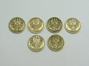 Lote 199 - Lote de 6 moedas Alpaca cu 610-zn 200-ni 190 de 0,5$ (50 centavos portugues) datadas de 1958 no estado BC 